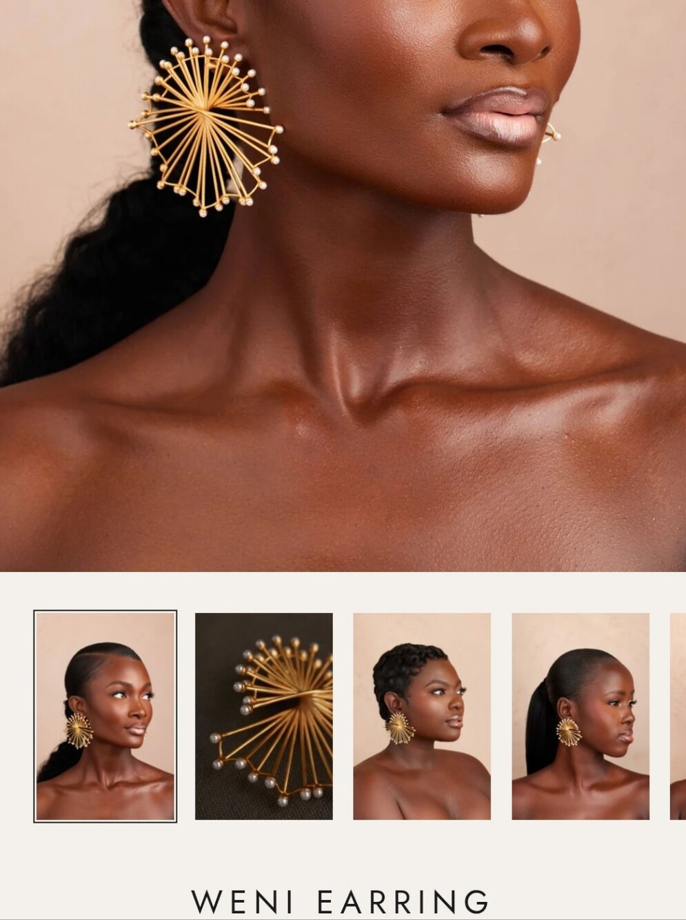 Weni Khoi  Gold Burst Statement Earrings BRAND NEW